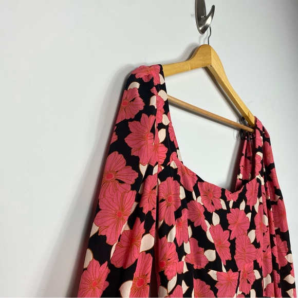 Reiss Andi Coral Graphic Floral Size 10 Square Neck Mini Dress - Picture 8 of 9